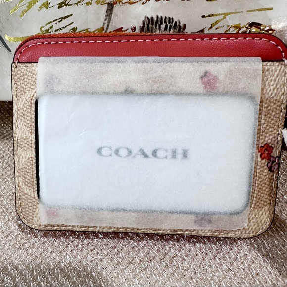Coach Zip Card Case In Signature Canvas With Floral Print CAU45 IM Sand Multi - Picture 6 of 13